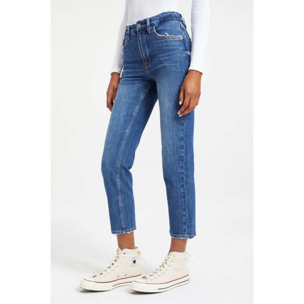 Good American Good Icon Cropped Jeans Indigo067 Size 28